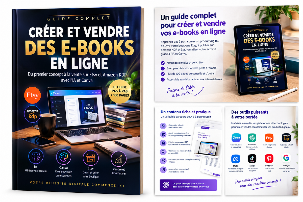 Le guide complet pour créer un e-book avec l’IA et Canva, le vendre sur Etsy et le publier sur Amazon KDP